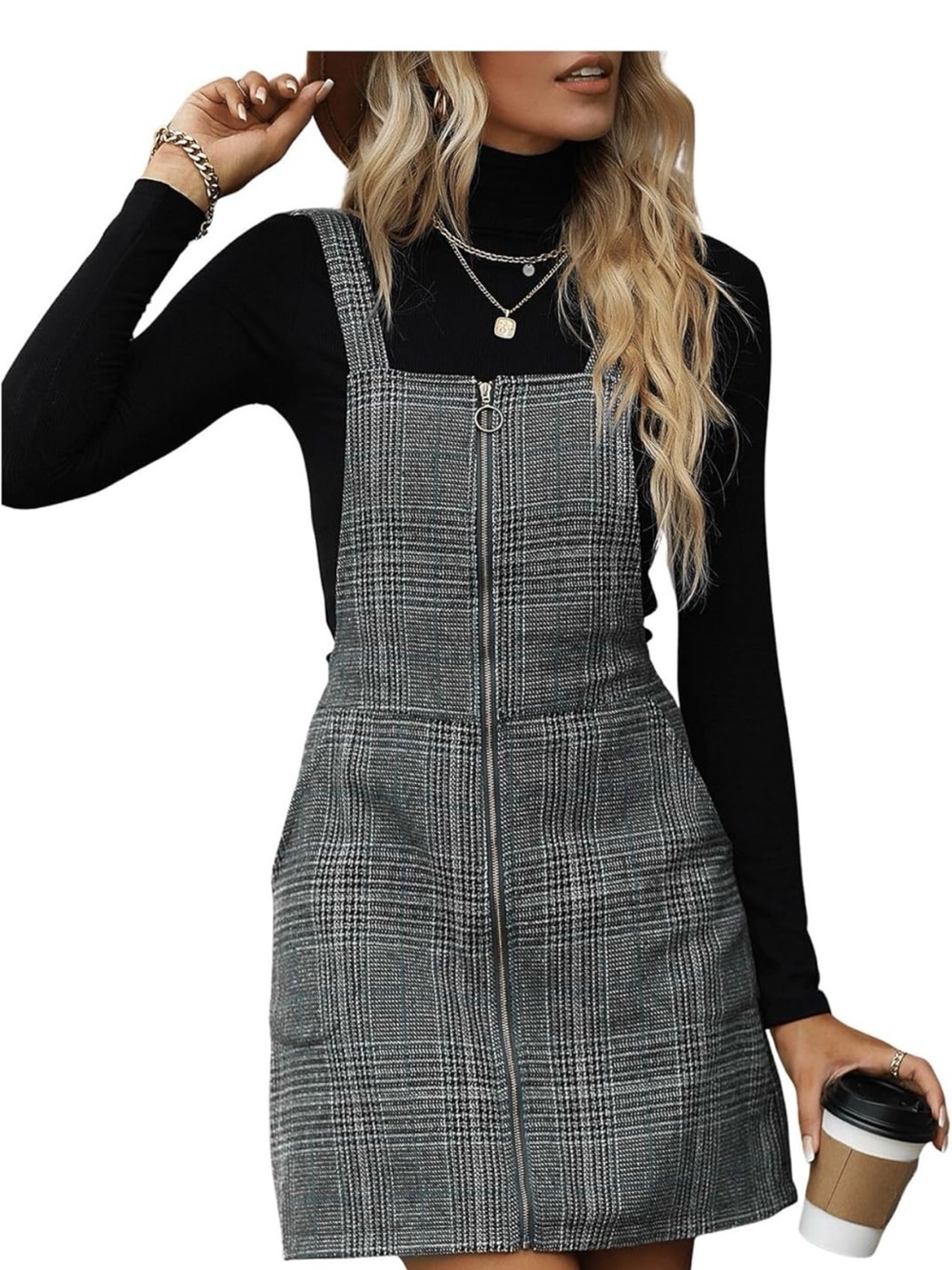 Pinafore Zip Front Dress